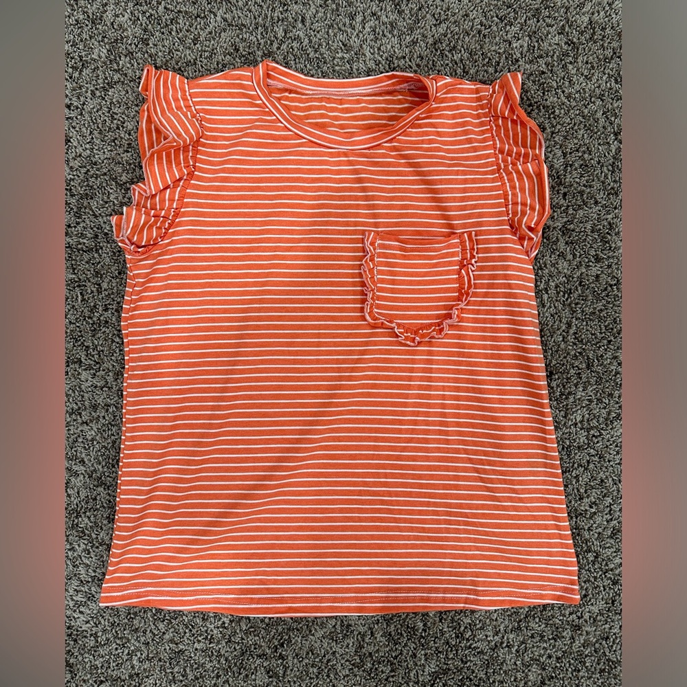 SHEIN stripped flutter sleeve pocket blouse